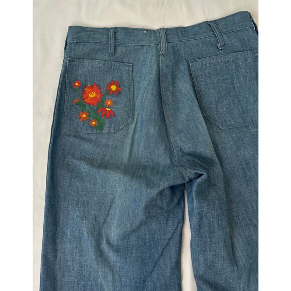 Landlubber High Waist Wide Leg Hand Painted Jeans Size 26 Size 2 - Picture 5 of 5